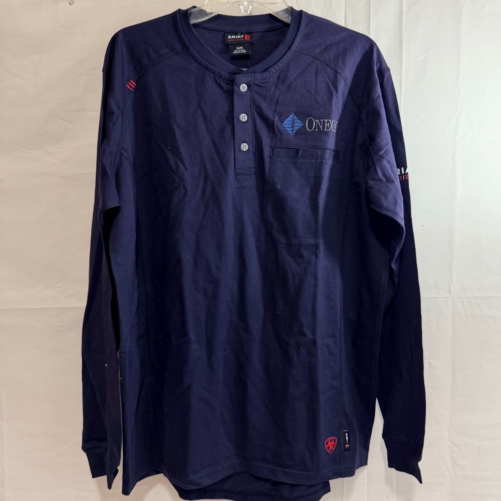 Ariat Work Men's Oneok Customized Navy Blue Long Sleeve Cat 2 T-Shirt Med